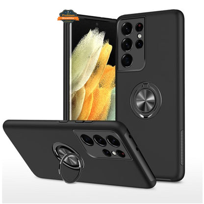 For Gabb Phone 4 Pro Military Grade Hybrid Case with Flat Metal Ring 360° Rotation Kickstand, Slim Fit Back Hard PC Case Cover Black