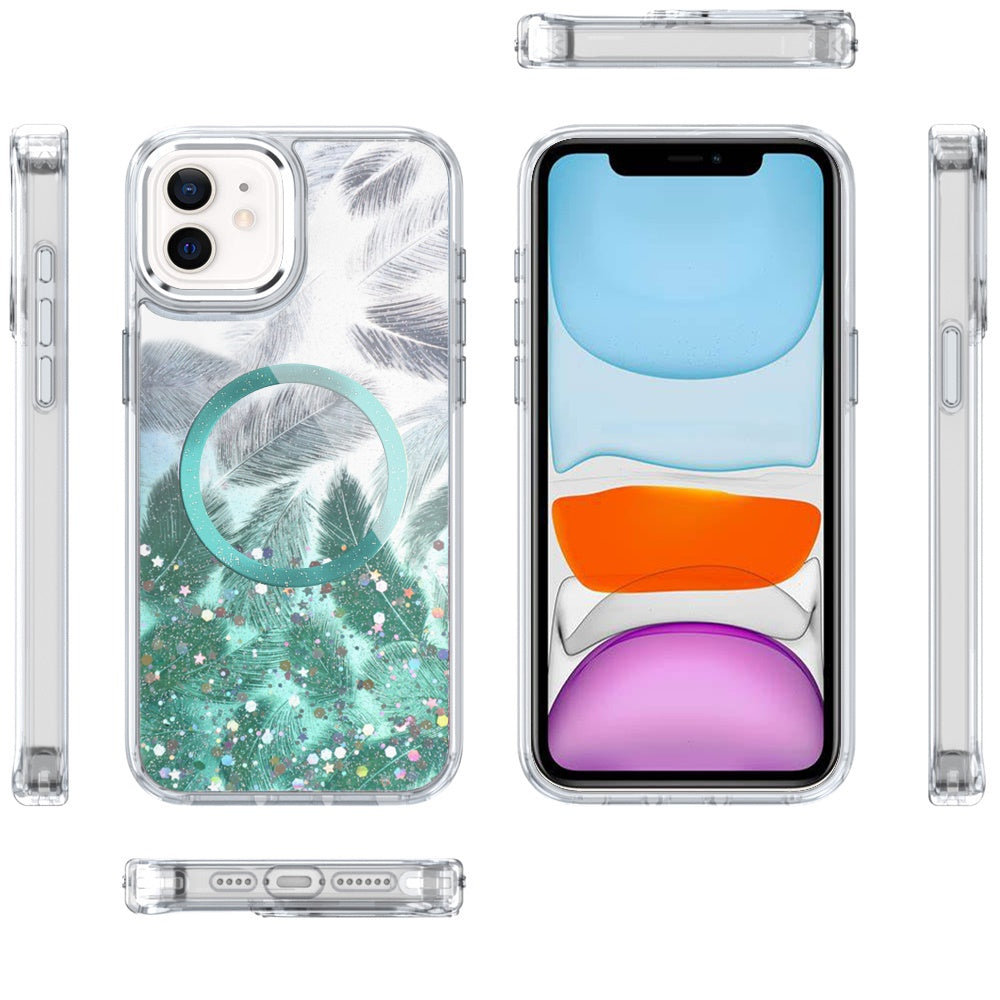 For Apple iPhone 16 (6.1") Epoxy Glitter Shimmer Fashion Case with Magnetic Magsafe Compatible Hybrid Sparkling Slim Protective Case Cover