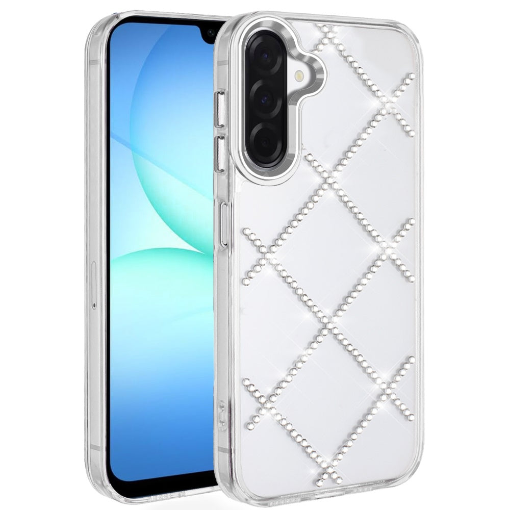 For Samsung Galaxy S25 Fan Edition /Galaxy S25 FE Gem Glitter Diamond Bling Clear Hybrid TPU Cover, Colorful Shockproof Protective Back, Slim Fit for Women Girls Case Cover Silver