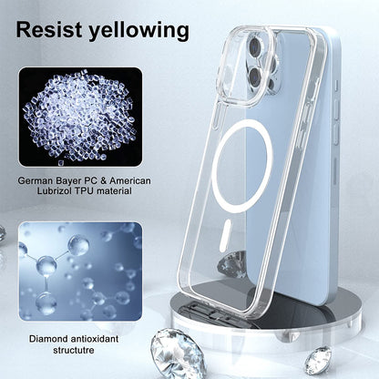 For Apple iPhone 15 Pro (6.1") Crystal Clear Hybrid Impact Case with Magsafe Compatibility Hard Slim PC TPU Rubber Transparent Phone Case Cover