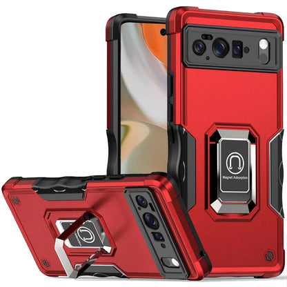 For Google Pixel 10 /Pixel 10 Pro Hybrid Stand Magnetic Ring Holder Kickstand Heavy Duty Rugged Drop Silicone & Hard PC Shockproof Case Cover