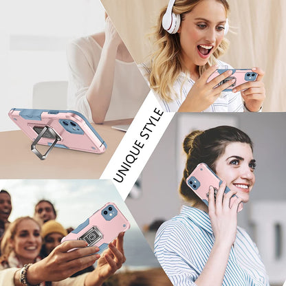 For Gabb Phone 4 Pro Heavy Duty Hybrid 2in1 Hard PC & TPU Rugged Bumper Shockproof with Magnetic Ring Kickstand Case Cover Black