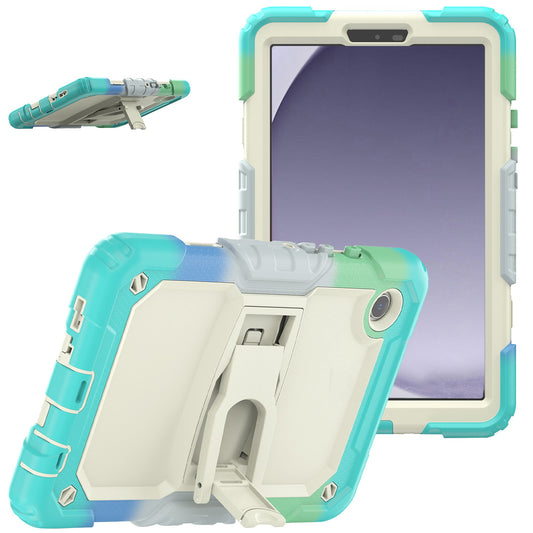 For Heavy Duty Hybrid Full Body 2in1 Rugged Shockproof Drop Protective Tablet with Slide Kickstand Beige / Camo Mint Tablet Case Cover