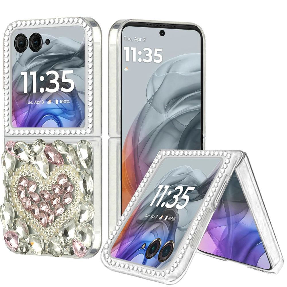 For Motorola Razr 2025 Bling Crystal 3D Full Diamonds Luxury Sparkle Rhinestone Hybrid Protective Case Cover