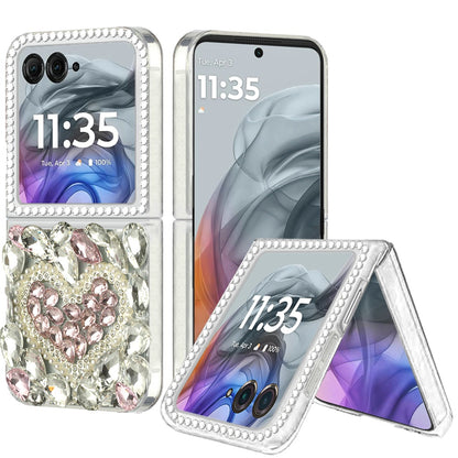 For Motorola Razr 2025 Bling Crystal 3D Full Diamonds Luxury Sparkle Rhinestone Hybrid Protective Case Cover