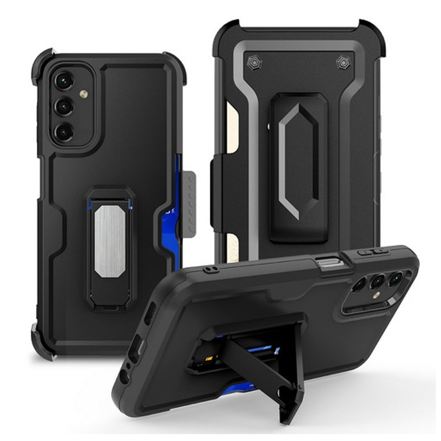 For Gabb Phone 4 Pro Hybrid Wallet Case with Invisible ID Card Slot, Kickstand, Holster Belt Clip, Heavy-Duty Protection Case Cover