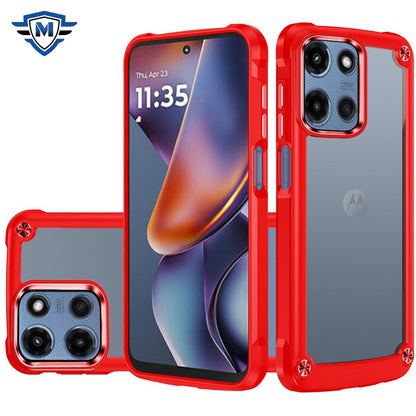 For Motorola Moto G 5G 2025 Ultimate Hybrid Transparent Rubber with Metal Buttons & Camera Edges, Hard TPU Frame Corner Bumper Case Cover
