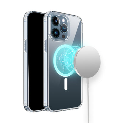 For Apple iPhone 16 (6.1") Classic Hybrid True Transparent Shockproof Back Magnetic Case Compatible with MagSafe Case Cover