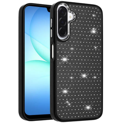 For Samsung Galaxy A17 5G Bling Diamond Metallic, Full Sparkle Chrome Edged Hybrid Protective Shockproof Case Cover