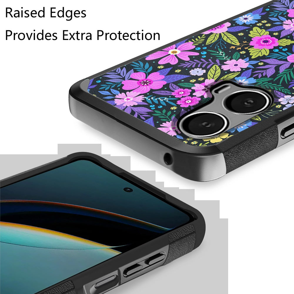 For Samsung Galaxy A36 Fashion Graphic Design Hybrid 2in1 Tough Strong Hard PC TPU Frame, Magnet Mount Friendly, Shockproof Protection Case Cover Mystical Floral Boom