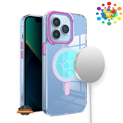 For Apple iPhone 16e Clear Transparent Case Matching Circle Design, Hybrid TPU Hard Shell, Support Magsafe Charger Case Cover