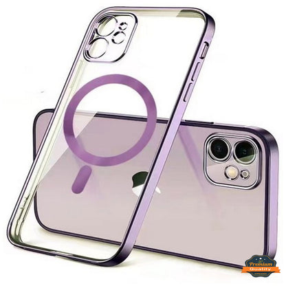 For iPhone 16 Pro Max Clear Hybrid Case with Plating Chrome Frame, Camera Protection, MagSafe Compatible Case Cover