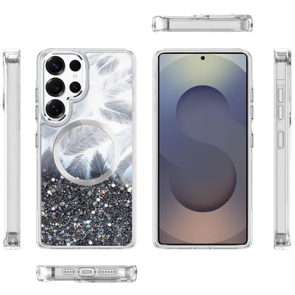 For Samsung Galaxy S25 Ultra Epoxy Glitter Shimmer Fashion Case with Magnetic Magsafe Compatible Hybrid Sparkling Slim Protective Case Cover
