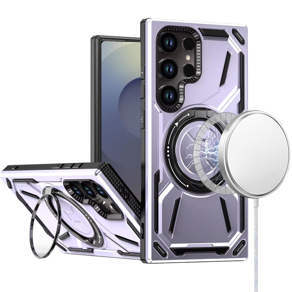 For Samsung Galaxy S25 Ultra Hybrid Magnetic Ring and 360° Rotational Kickstand with MagSafe Compatible, Military Grade Drop Protection Case Cover