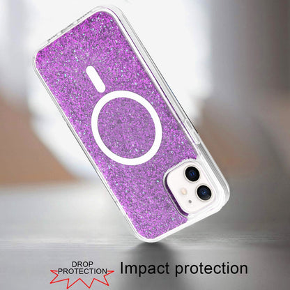 For Apple iPhone 16 Pro Max (6.9") Magnetic MagSafe Wireless Compatible Epoxy Glitter Shiny Sparkle Bling Hybrid Slim PC + TPU Frame Case Cover