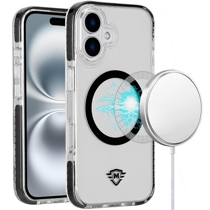 For Apple iPhone 16 Pro (6.3") Premium Hybrid Clear TPU Circle Magnetic [Compatible with MagSafe] Shockproof Color Frame Bumper Case Cover