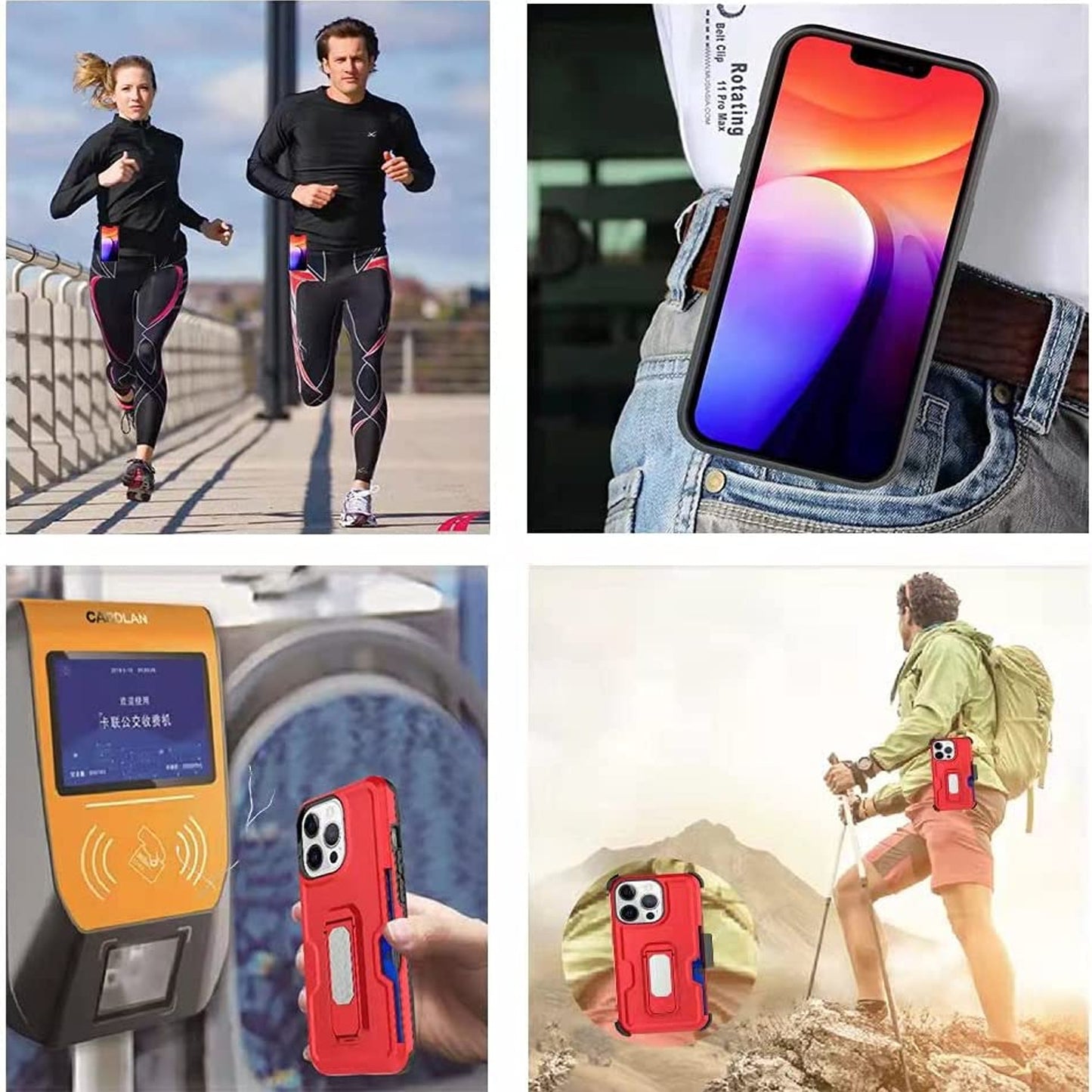 For Gabb Phone 4 Pro Hybrid Wallet Case with Invisible ID Card Slot, Kickstand, Holster Belt Clip, Heavy-Duty Protection Case Cover