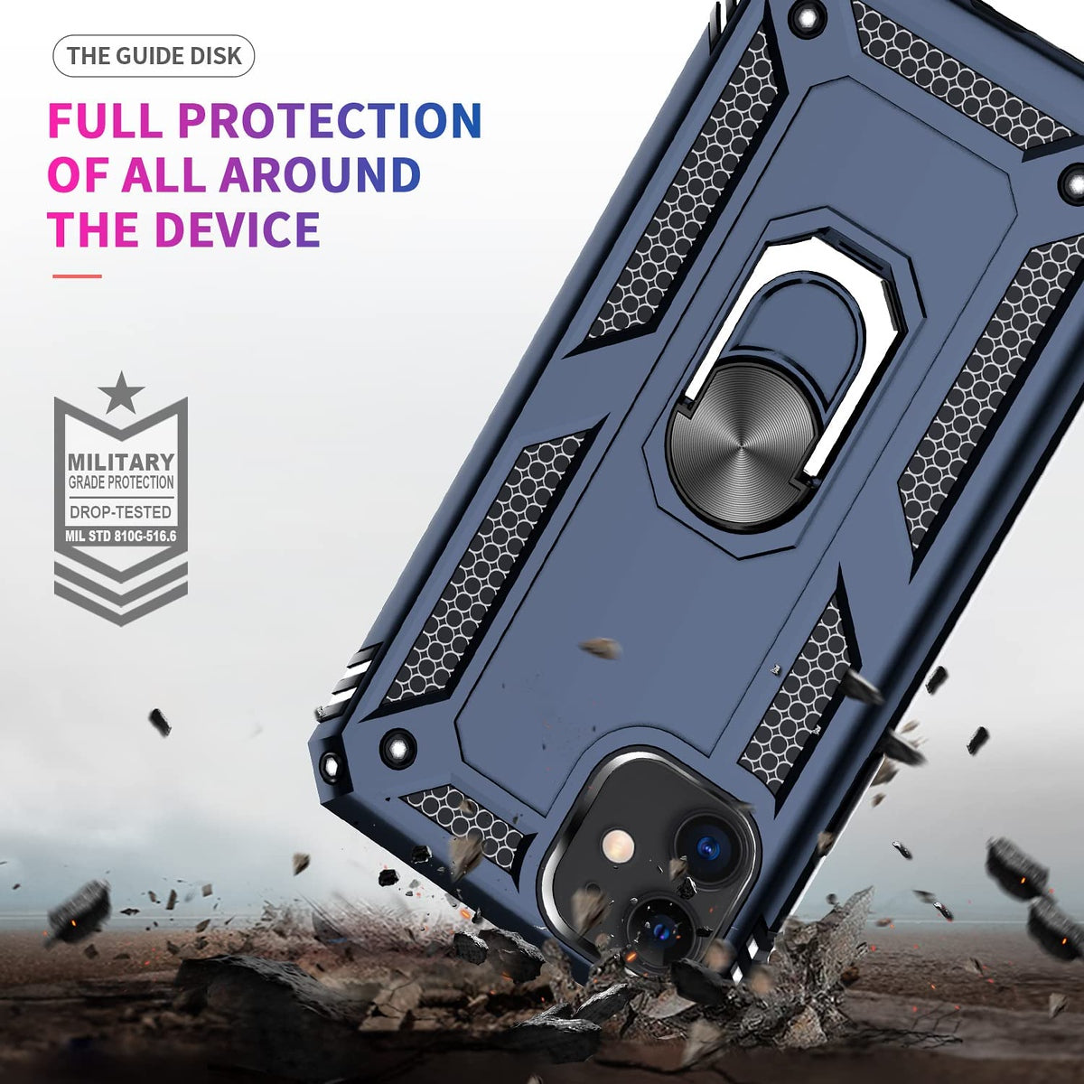 For Motorola Razr+ 2025, Motorola Razr+ Plus (2025) Shockproof Hybrid Dual Layer PC + TPU with Metal Ring Kickstand Heavy Duty Armor Shell Case Cover Blue