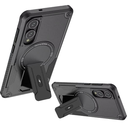 For Samsung Galaxy S25 EDGE Magnetic Invisible Kickstand Holder with Magsafe, Slim Fit Shockproof Hybrid Military Grade Heavy Duty Case Cover