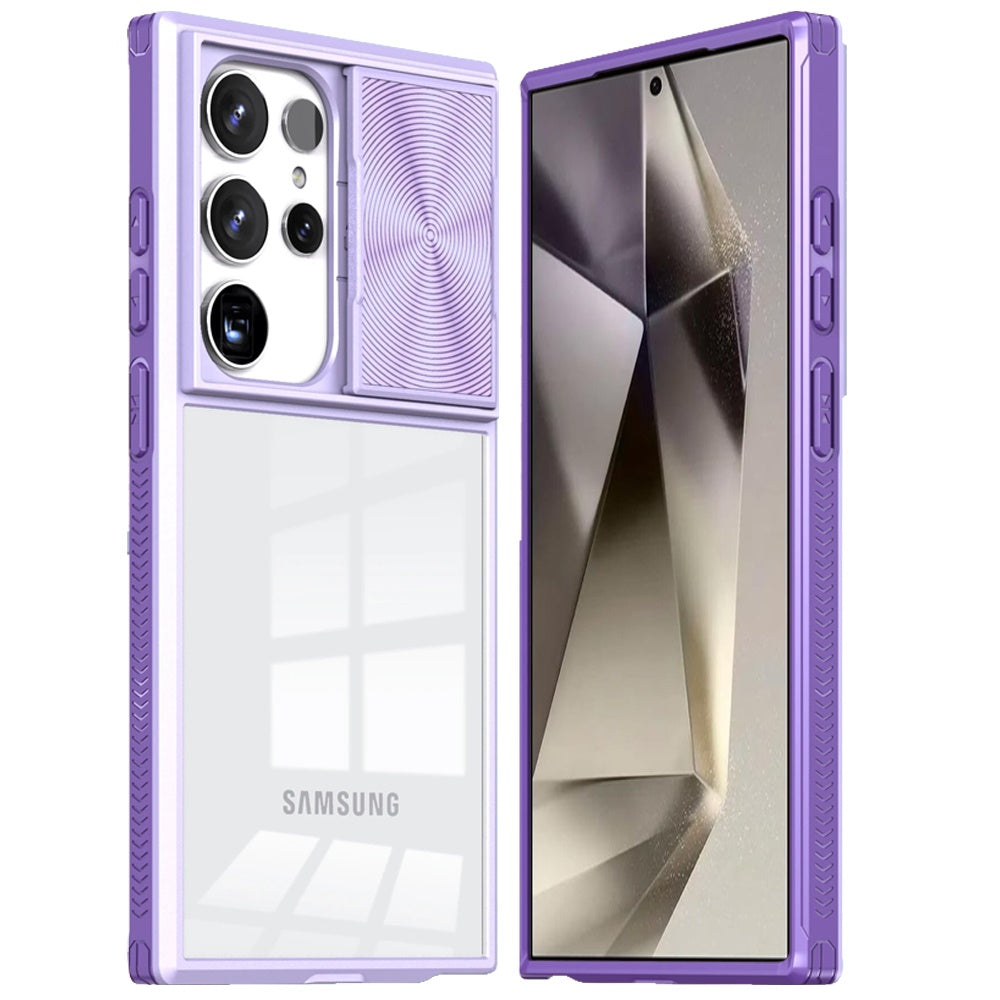 For Samsung Galaxy S25+ /S25 Plus /S24+ Plus Hybrid Cases with Sliding Camera Cover Transparent Shockproof Bumper TPU Protective Case Cover