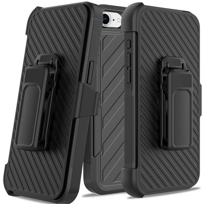 For Apple iPhone SE 4 Rugged 2in1 Armor Combo Belt Clip Holster, Non-Slip Tough Hybrid lined Shockproof Case Case Cover