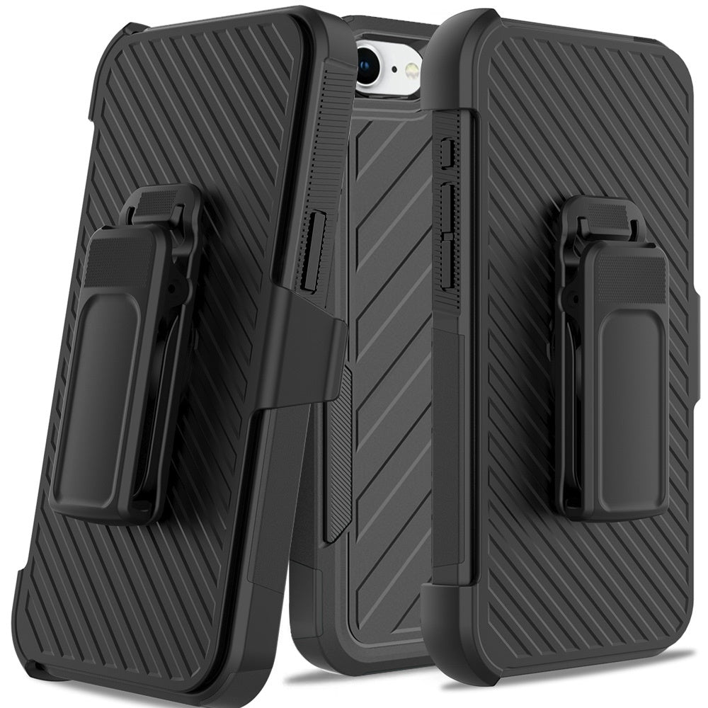 For Motorola Moto G 5G /Moto G 2025 Premium Tough Hybrid Case with Belt Clip Holster, Shockproof Rugged Design, Textured 2in1 Non-Slip Case Cover Black