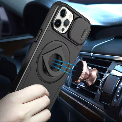 For Apple iPhone SE 3 (2022) SE/8/7 Full Coverage with Camera Window, Magnetic Circle, Rotatable Ring Stand, MagSafe Compatible, Shockproof Hybrid Protectiv Case Cover