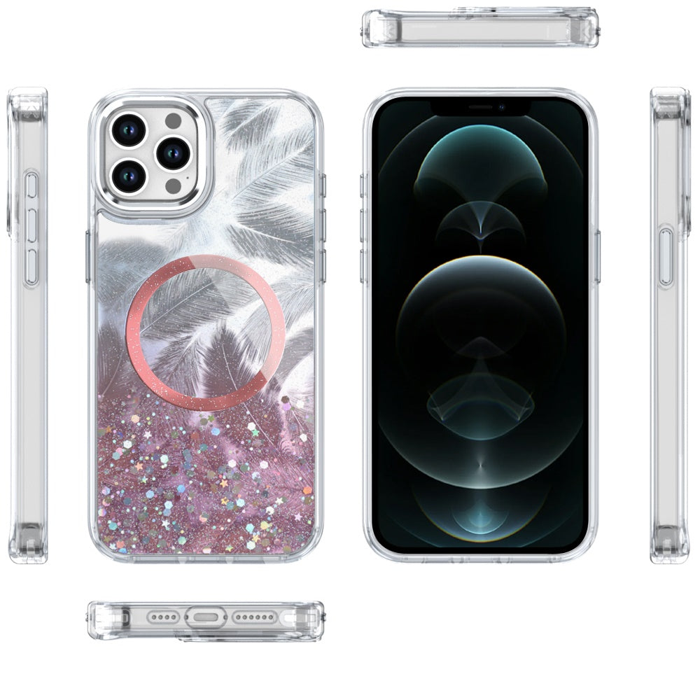 For Samsung Galaxy S25+ /S25 Plus /S24+ Plus Epoxy Glitter Shimmer Fashion Case with Magnetic Magsafe Compatible Hybrid Sparkling Slim Protective Case Cover