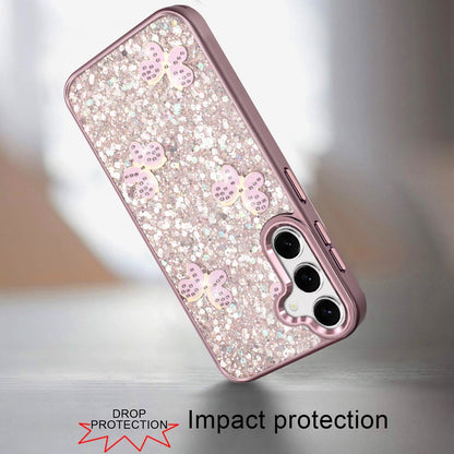 For Samsung Galaxy S25 Fan Edition /Galaxy S25 FE Cute Butterfly Crystal Diamond Glitter Case Sparkle Bling Frame Metallic Edges, Shimmer TPU Hybrid Case Cover