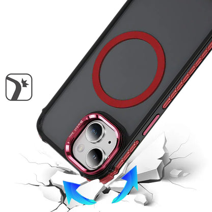 For Apple iPhone 16 (6.1") Hybrid Metal Camera Stand Ring Sturdy, Compatible with MagSafe, Matte Hard TPU Colorful Edge Case Cover