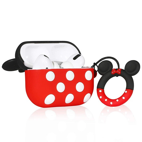 For Airpods Pro 3 Hybrid Cute 3D Fun Design Silicone Skin Cartoon Animal with Keychain Buckle Holder Rubber TPU Soft Case Cover Minnie