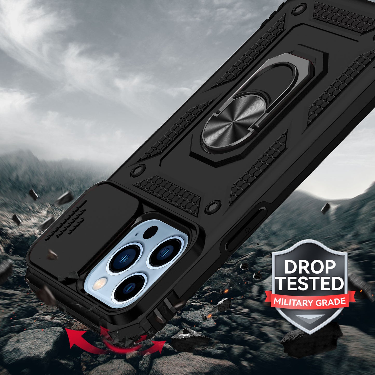 For Samsung Galaxy S25 Fan Edition /Galaxy S25 FE Hybrid Ring Shockproof with 360° Rotate Ring Kickstand, Camera Lens Protection, Soft Edge Bumper Case Cover