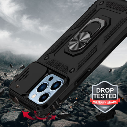 For Apple iPhone 16e Hybrid Ring Shockproof with 360° Rotate Ring Kickstand, Camera Lens Protection, Soft Edge Bumper Case Cover