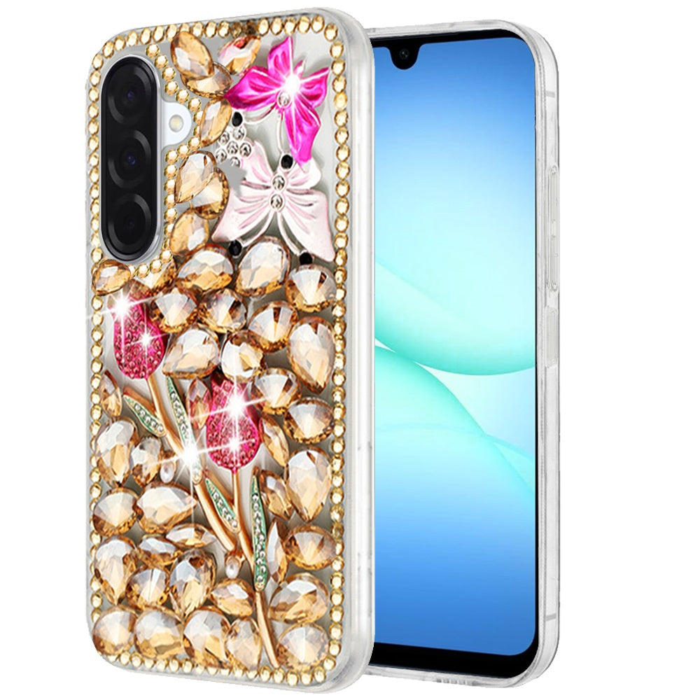 For Samsung Galaxy A17 5G Bling Crystal 3D Full Diamonds Luxury Sparkle Rhinestone Hybrid Protective Case Cover