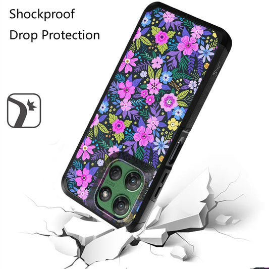 For Motorola Moto G Stylus 5G 2025 Fashion Graphic Design Hybrid 2in1 Tough Strong Hard PC TPU Frame, Magnet Mount Friendly, Shockproof Protection Case Cover Mystical Floral Boom