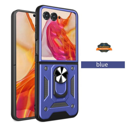For Motorola Razr Ultra 2025 Shockproof Hybrid Dual Layer PC + TPU with Metal Ring Kickstand Heavy Duty Armor Shell Case Cover