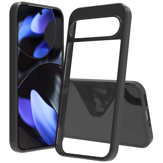 For Google Pixel 10 Pro XL Hybrid Slim Crystal Clear, Shock-Absorption Durable Bumper TPU + Hard PC Back, Transparent Design Case Cover Black