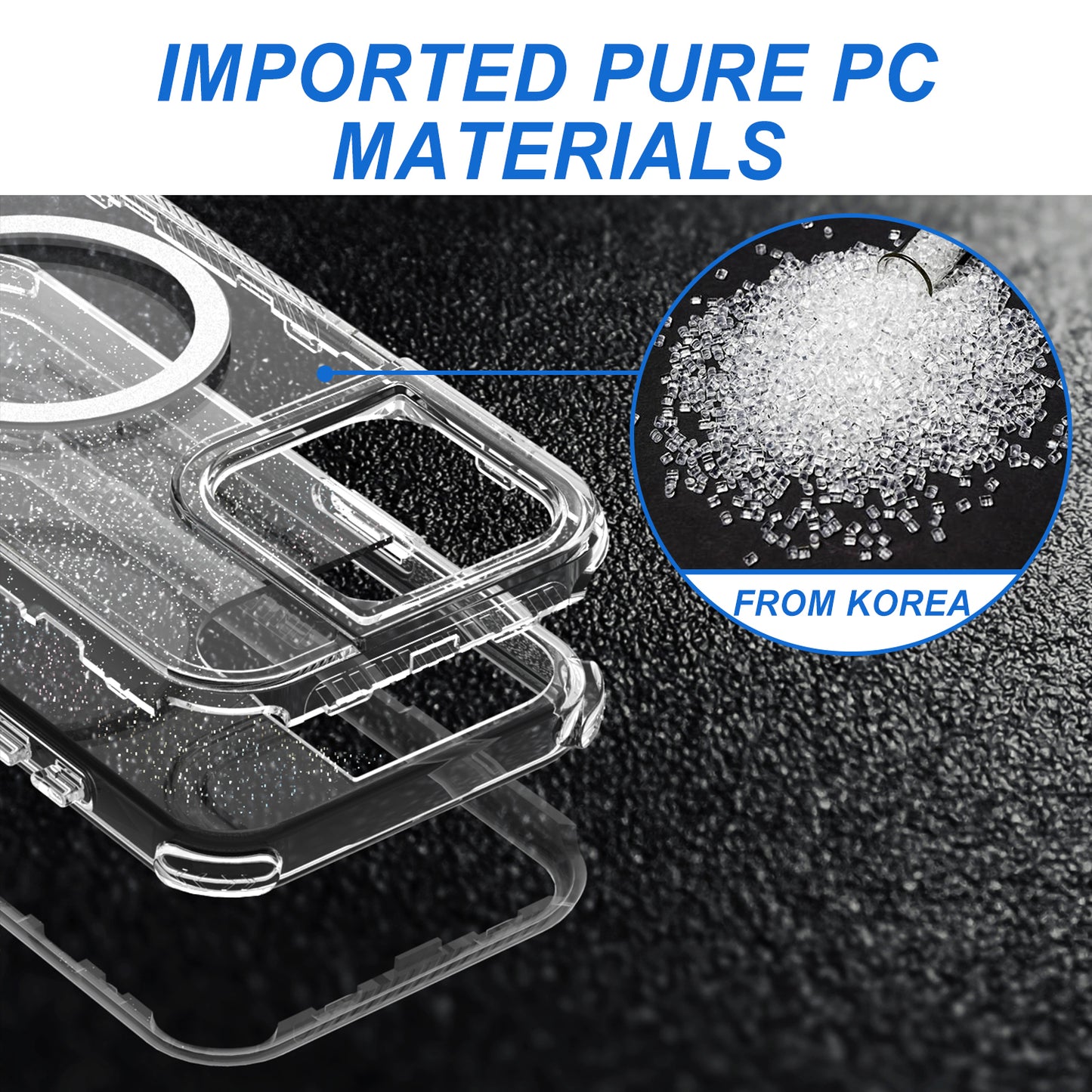 For Apple iPhone 14 / iPhone 13 (6.1") Magnetic Ring Circle Glitter Bling Sparkle 3in1 Hybrid [Compatible with Magsafe] Clear Shockproof Case Cover