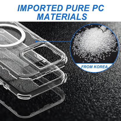 For Apple iPhone 14 / iPhone 13 (6.1") Magnetic Ring Circle Glitter Bling Sparkle 3in1 Hybrid [Compatible with Magsafe] Clear Shockproof Case Cover