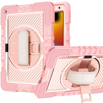 For Hybrid 3in1 Multi-Functional Shockproof Tablet Case with Hand, Shoulder Strap, Pencil & Stand Holder Rose Gold Tablet Case Cover