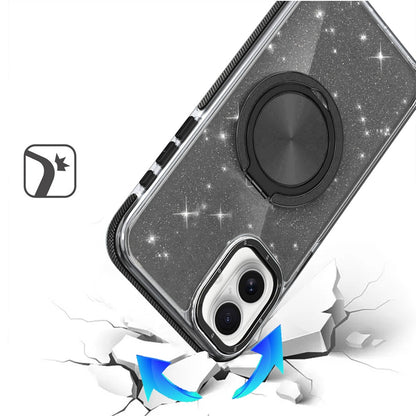 For Samsung Galaxy A17 5G Slim Bling Glitter Sparkly Shimmer Hybrid with Magnetic Ring and 360° Rotational Stand [Compatible with Magsafe] Case Cover