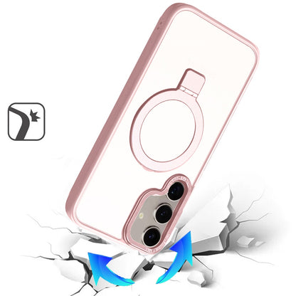 For Samsung Galaxy S25+ /S25 Plus /S24+ Plus Magnetic Metal Matte with Built-in MagSafe Stand, Hybrid Shockproof Armor, TPU Frame Case Cover