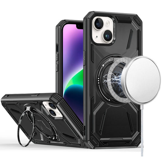 For Apple iPhone 14 Pro Max Hybrid Magnetic Ring and 360° Rotational Kickstand with MagSafe Compatible, Military Grade Drop Protection Case Cover Black