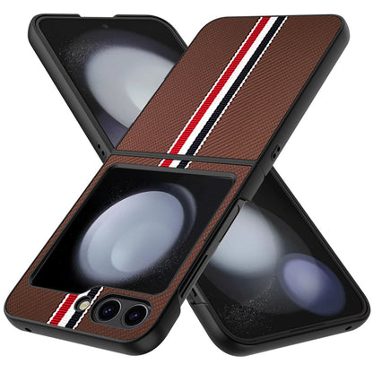 For Motorola Razr 2025 Velvet Fabric PU Vegan Leather, Premium Flip Design, Slim Snap-On Hard PC + TPU Case Cover Brown