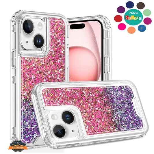For Samsung Galaxy A36 Epoxy Bling Glitter Sparkly 3-in-1 Transparent Hybrid Full-Body Shockproof PC Bumper Case Cover