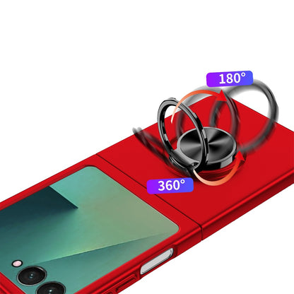 For Samsung Galaxy Z Flip 7 Hybrid 360 Degree Rotatable Metal Invisible Ring Stand Holder Slim Fit Magnetic Car Mount Shockproof Case Cover