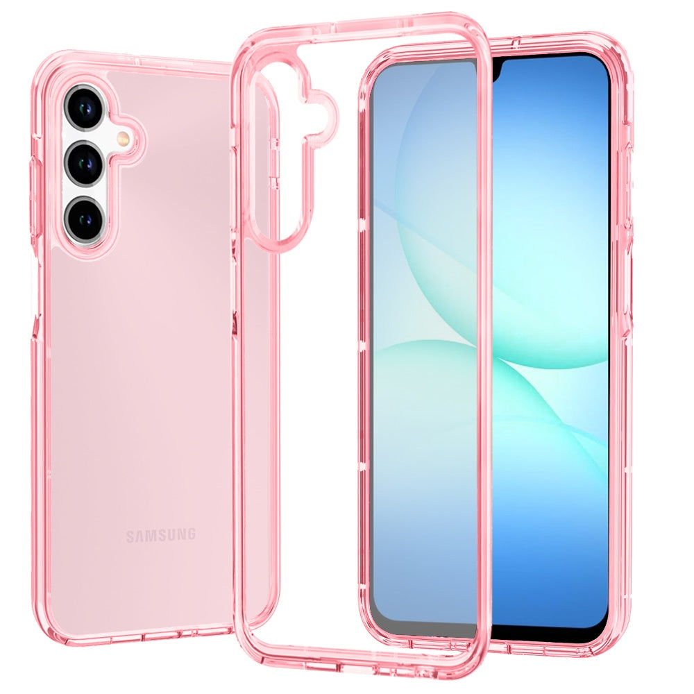 For Samsung Galaxy A17 5G Transparent Shock Absorption PC + TPU Rubber Gel Thick 3mm Hybrid Silicone Slim Fit Back Case Cover Pink