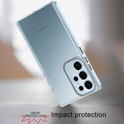 For Samsung Galaxy S25 Ultra Transparent Clear Hybrid with Matching Metal Buttons and Camera Protection Hard PC + TPU Rubber Case Cover Clear / Black