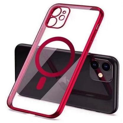 For iPhone 16 Pro Max Clear Hybrid Case with Plating Chrome Frame, Camera Protection, MagSafe Compatible Case Cover