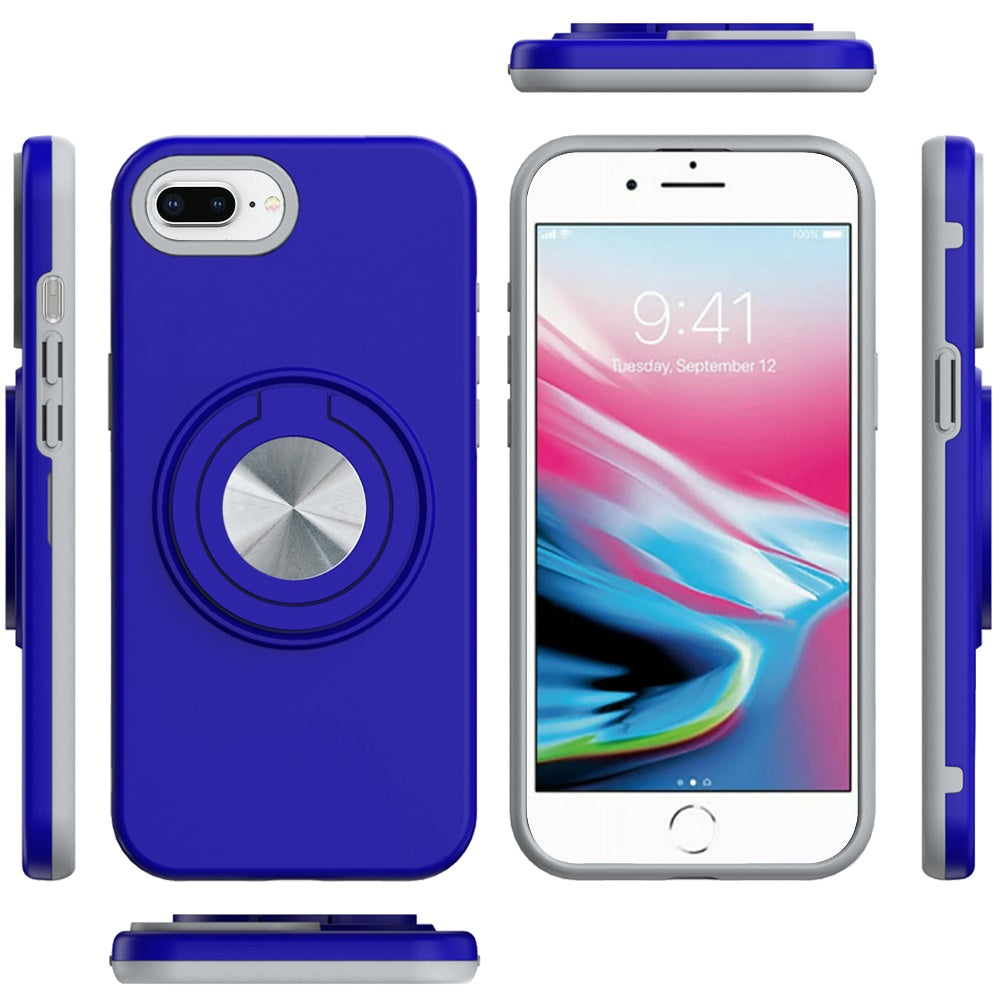 For Apple iPhone SE 3 (2022) SE/8/7 Metal Matte Hybrid with Invisible Rotational Ring Stand, Car Mount Friendly, Military Grade Slim Fit Sturdy Case Cover